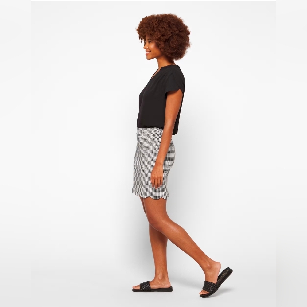 Tribal Scalloped Hem Gingham Plaid Skort - Picture 3 of 6